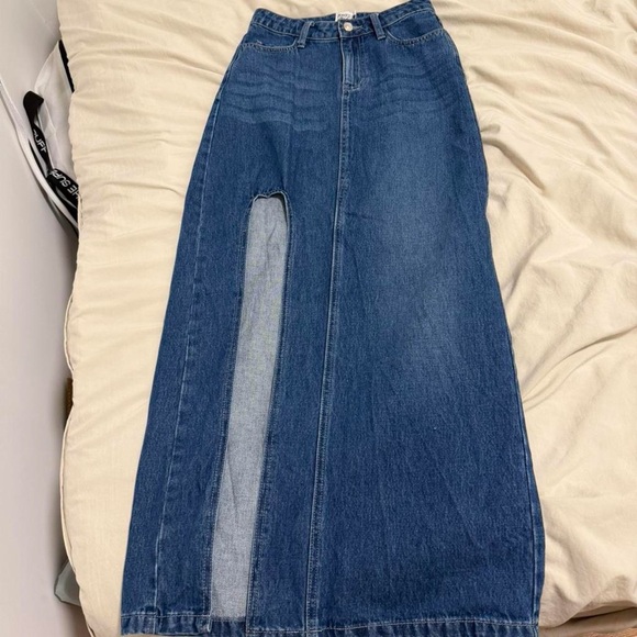 Princess Polly Denim Maxi Skirt with Front Slit - Picture 4 of 5